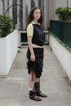 BASERANGE pattern suspender skirt SKPS-CO-SP24 black